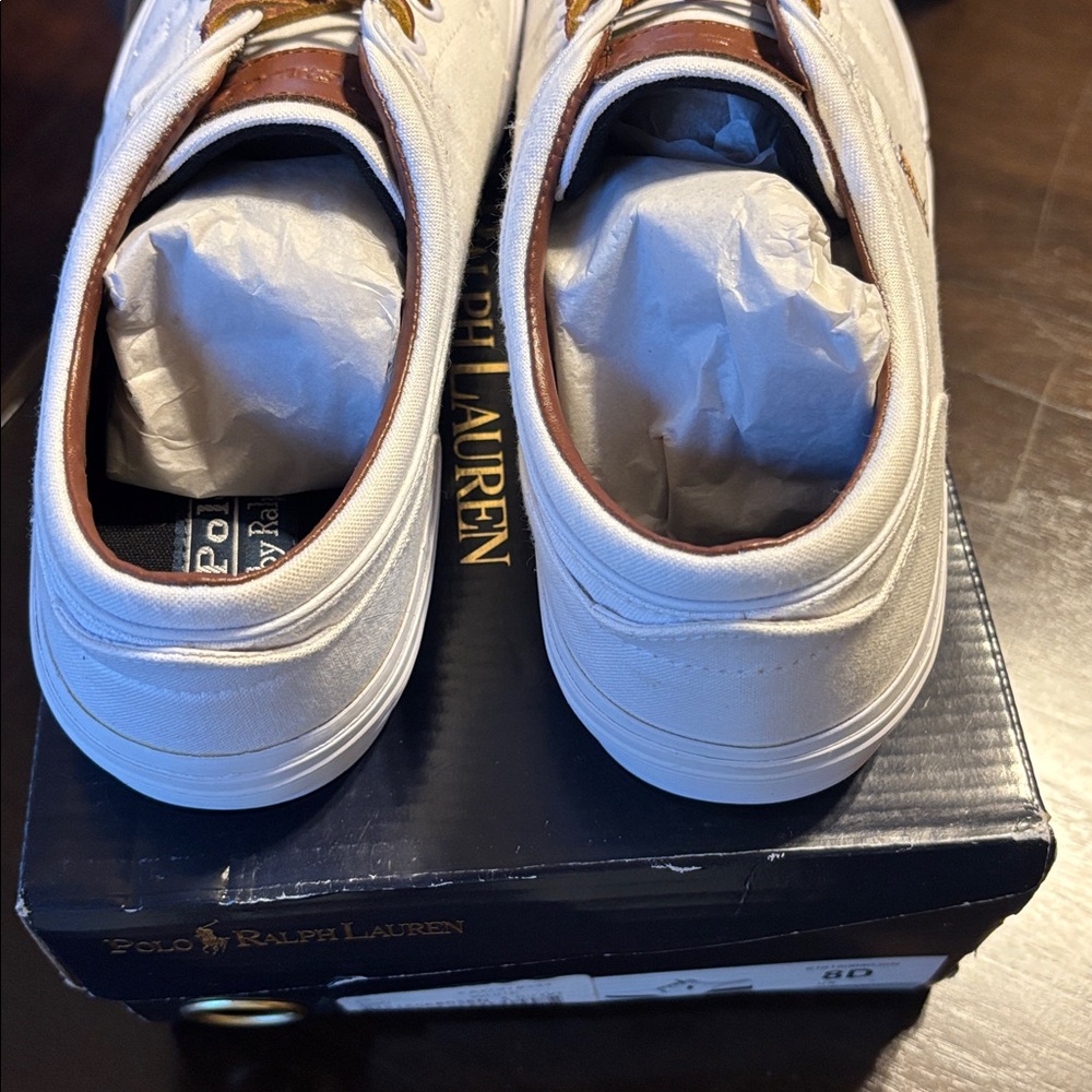 Polo by Ralph Lauren Men's Cream and Brown Sneakers size 8 - Picture 3 of 6